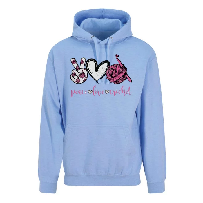 Peace Love Crochet Funny Crocheting Lover Present Unisex Surf Hoodie