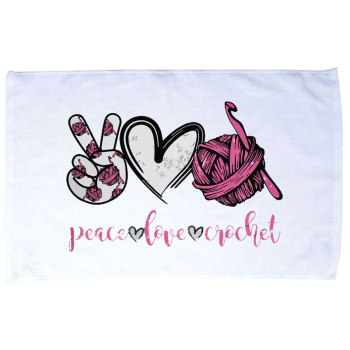 Peace Love Crochet Funny Crocheting Lover Present Microfiber Hand Towel