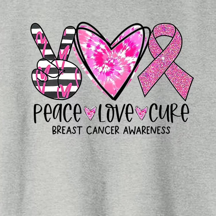 Peace Love Cure Breast Cancer Awareness Pink Ribbon Tie Dye Women's Crop Top Tee