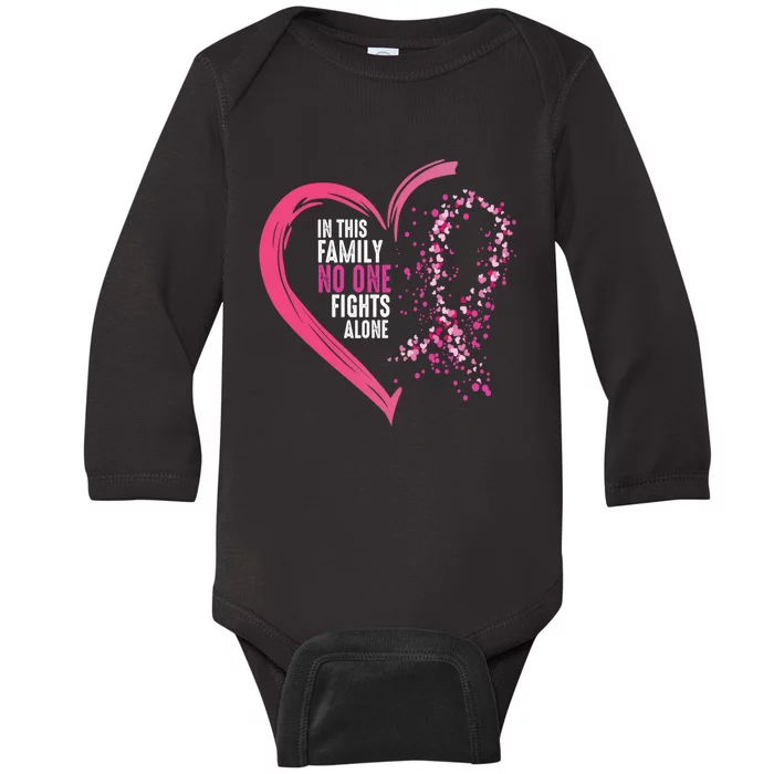 Peace Love Cure Hearted Pink Ribbon Breast Cancer Awareness Cool Gift Baby Long Sleeve Bodysuit