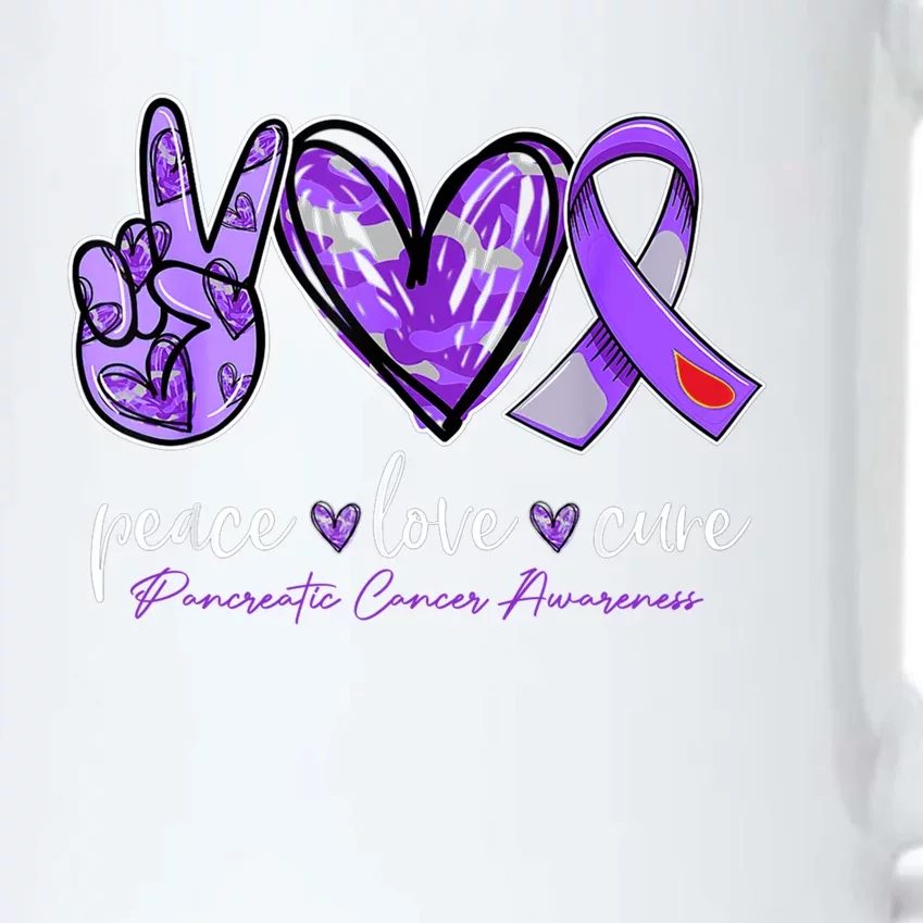 Peace Love Cure Pancreatic Cancer Awareness Sign Hand Cool Gift Black Color Changing Mug