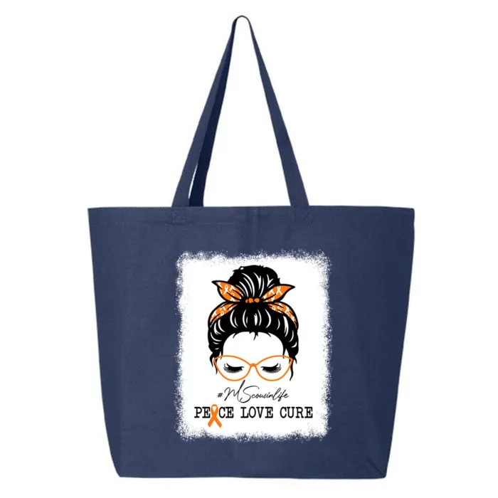 Peace Love Cure Cousin Messy Bun Multiple Sclerosis Gift 25L Jumbo Tote