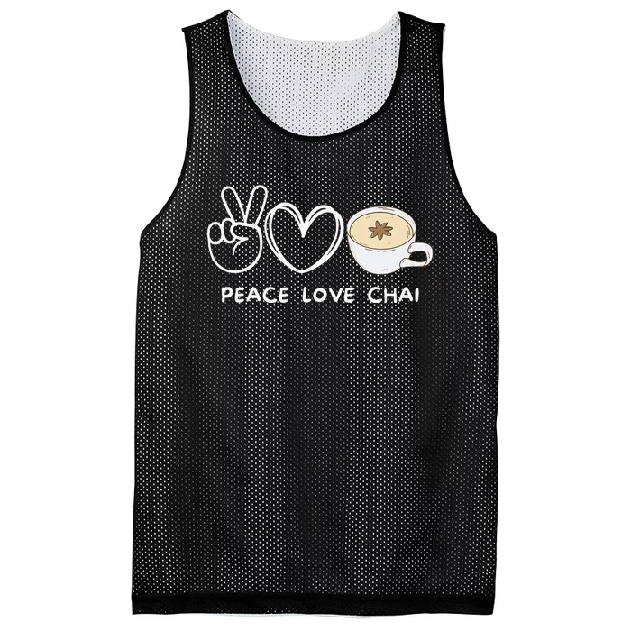 Peace Love Chai Tea Retro Chai Tea Lover Mesh Reversible Basketball Jersey Tank