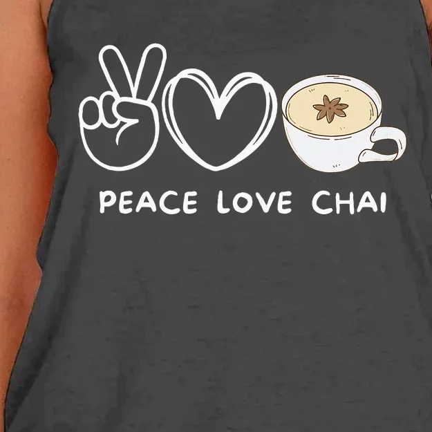 Peace Love Chai Tea Retro Chai Tea Lover Women's Knotted Racerback Tank