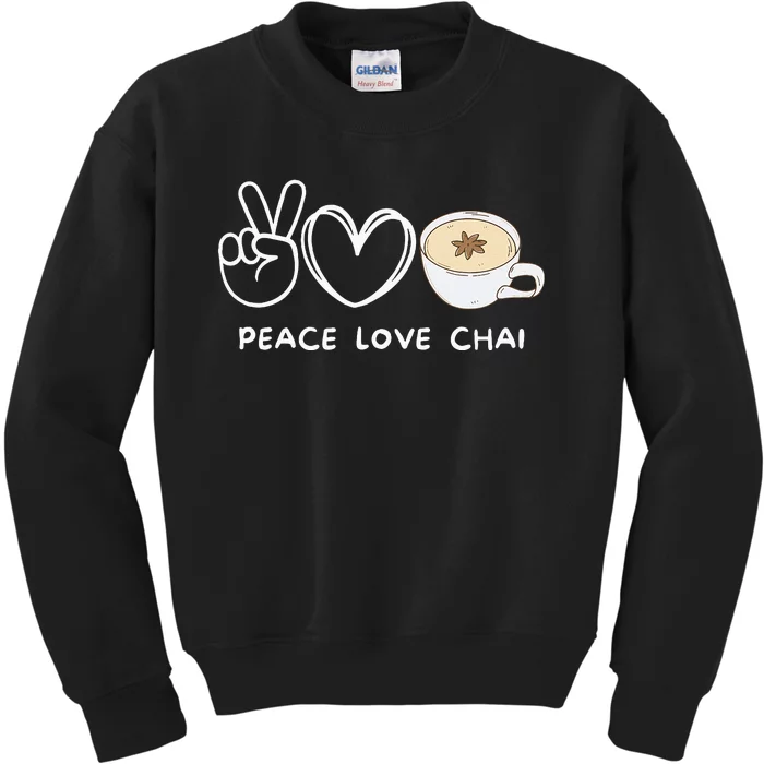 Peace Love Chai Tea Retro Chai Tea Lover Kids Sweatshirt