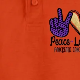 Peace Love Cure Pancreatic Cancer Awareness Gift Dry Zone Grid Performance Polo