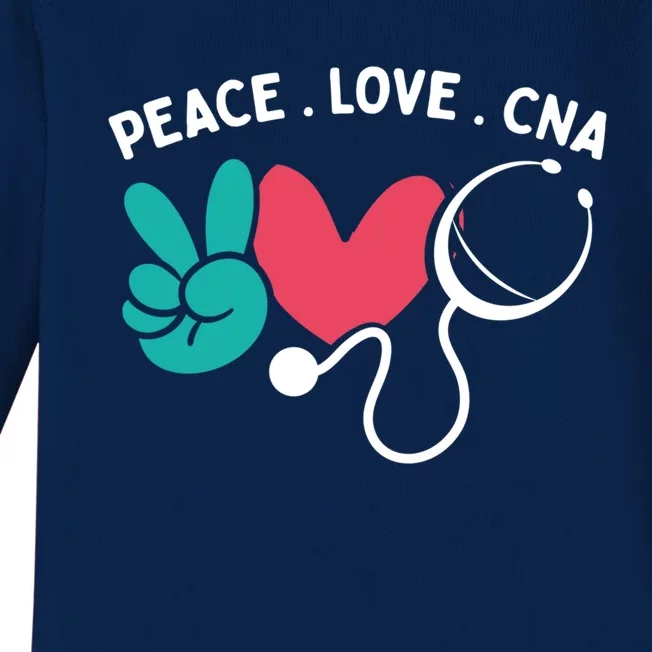 Peace Love Cna Certified Nursing Assistant Cute Nurse Gift Baby Long Sleeve Bodysuit