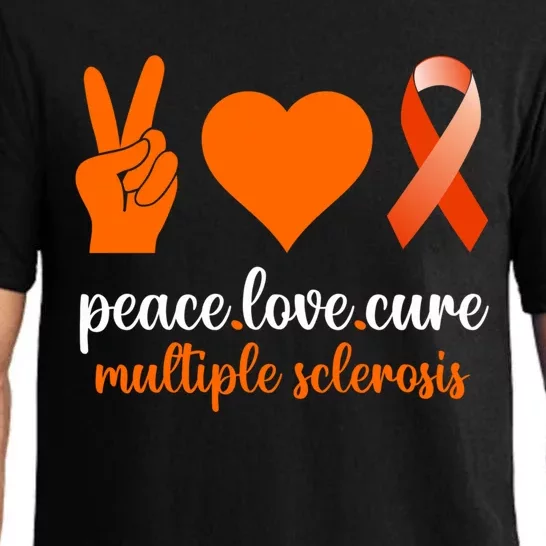 Peace Love Cure Multiple Sclerosis Awareness Family Warrior Meaningful Gift Pajama Set