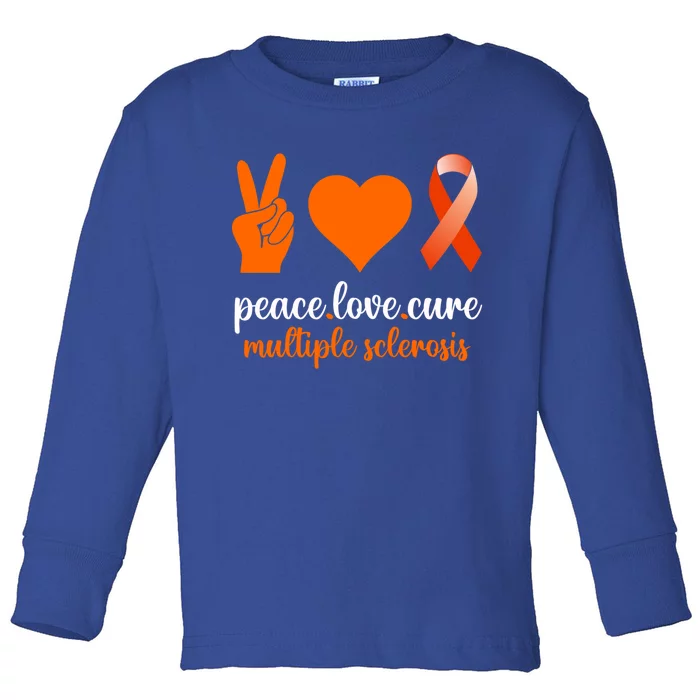 Peace Love Cure Multiple Sclerosis Awareness Family Warrior Meaningful Gift Toddler Long Sleeve Shirt