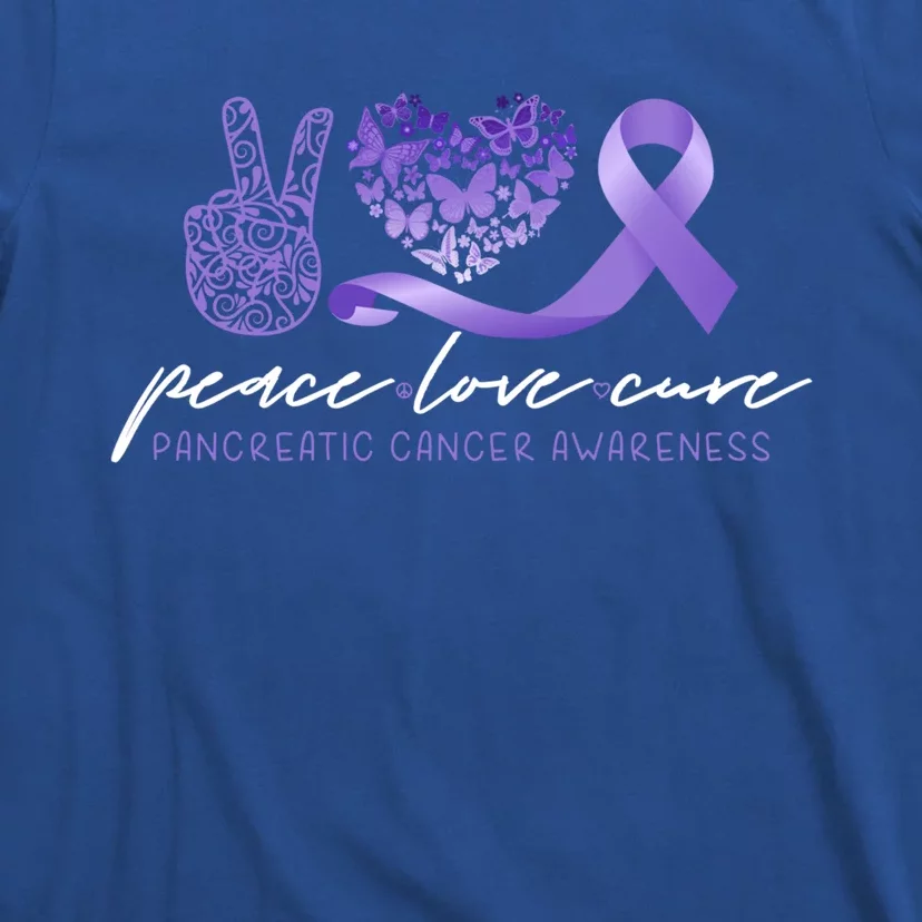 Peace Love Cure Pancreatic Cancer Awareness Meaningful Gift T-Shirt