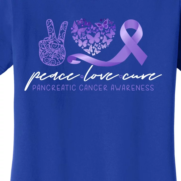 Peace Love Cure Pancreatic Cancer Awareness Meaningful Gift Women's T-Shirt