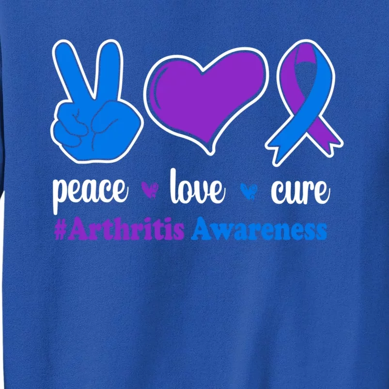 Peace Love Cure Purple And Blue Ribbon Arthritis Awareness Gift Sweatshirt