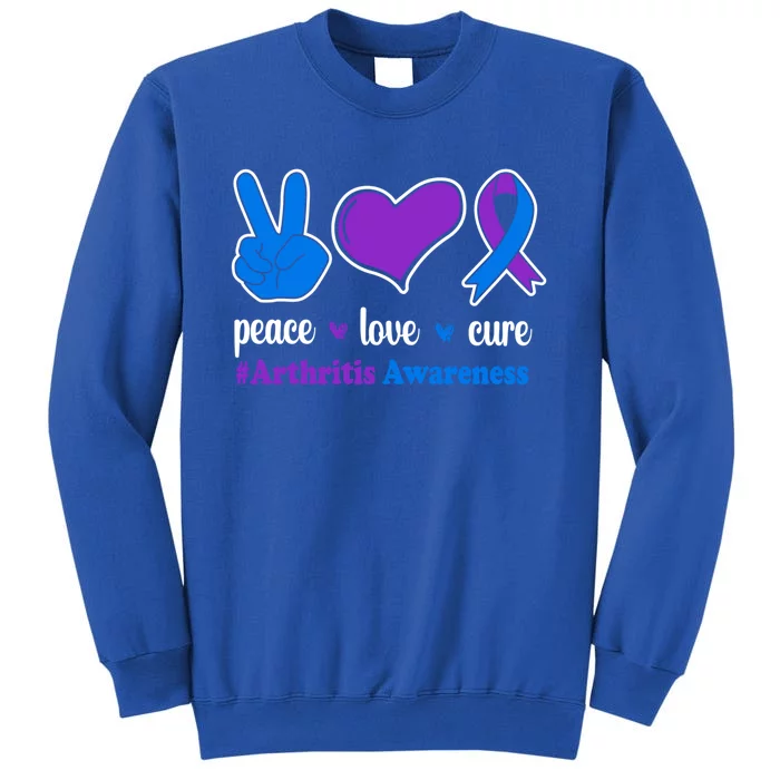 Peace Love Cure Purple And Blue Ribbon Arthritis Awareness Gift Sweatshirt