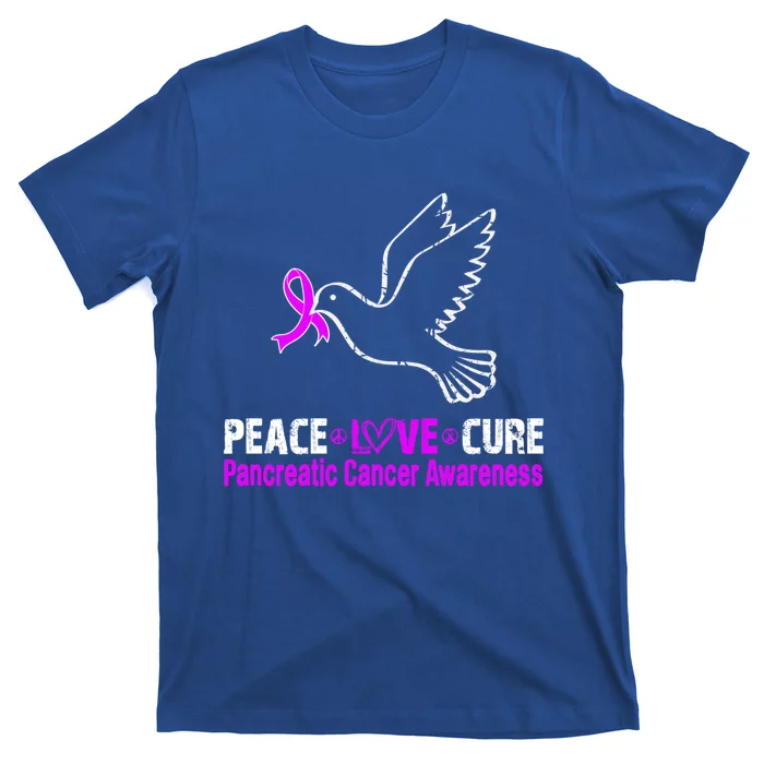 Peace Love Cure Pancreatic Cancer Awareness Gift T-Shirt