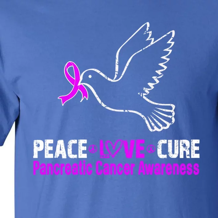 Peace Love Cure Pancreatic Cancer Awareness Gift Tall T-Shirt