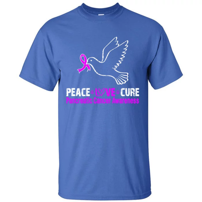 Peace Love Cure Pancreatic Cancer Awareness Gift Tall T-Shirt