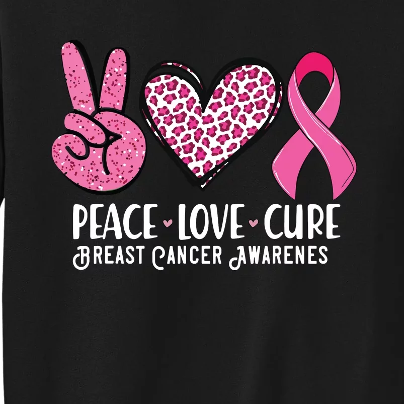 Peace Love Cure Breast Cancer Awareness Warrior Pink Ribbon Sweatshirt