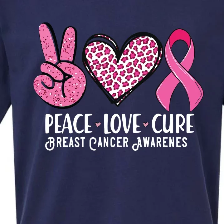 Peace Love Cure Breast Cancer Awareness Warrior Pink Ribbon Sueded Cloud Jersey T-Shirt