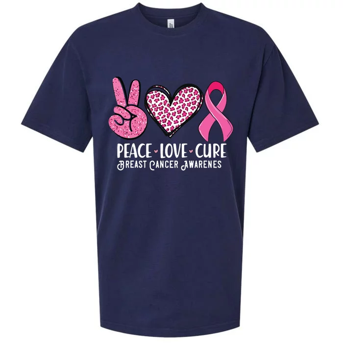 Peace Love Cure Breast Cancer Awareness Warrior Pink Ribbon Sueded Cloud Jersey T-Shirt