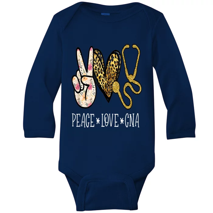 Peace Love Cna Nurse Nurselife Certified Nursing Assistant Gift Baby Long Sleeve Bodysuit