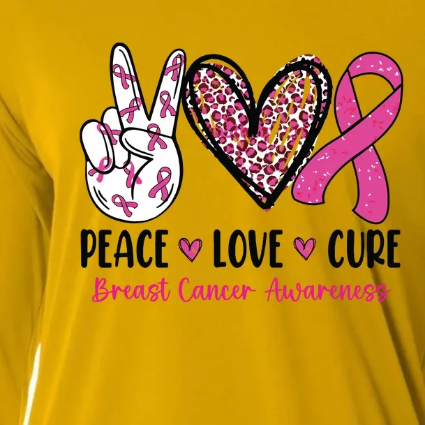 Peace Love Cure Breast Cancer Awareness We Wear Pink Ribbon Cooling Performance Long Sleeve Crew