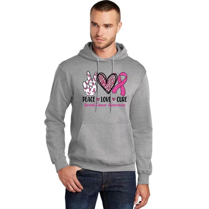 Peace Love Cure Breast Cancer Awareness We Wear Pink Ribbon Tall Hoodie