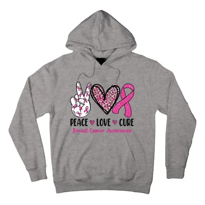 Peace Love Cure Breast Cancer Awareness We Wear Pink Ribbon Tall Hoodie