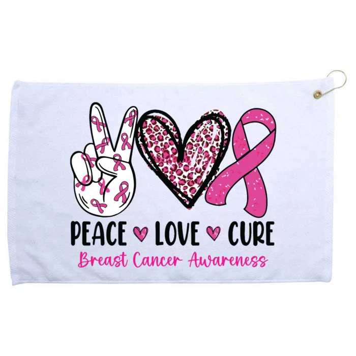 Peace Love Cure Breast Cancer Awareness We Wear Pink Ribbon Grommeted Golf Towel