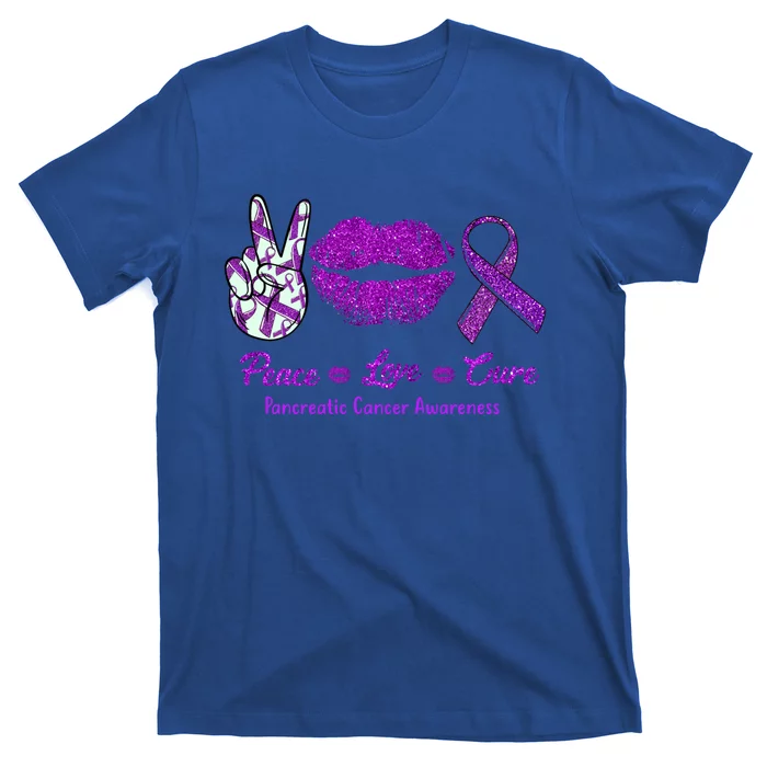 Peace Love Cure Pancreatic Cancer Awareness Cute Gift T-Shirt