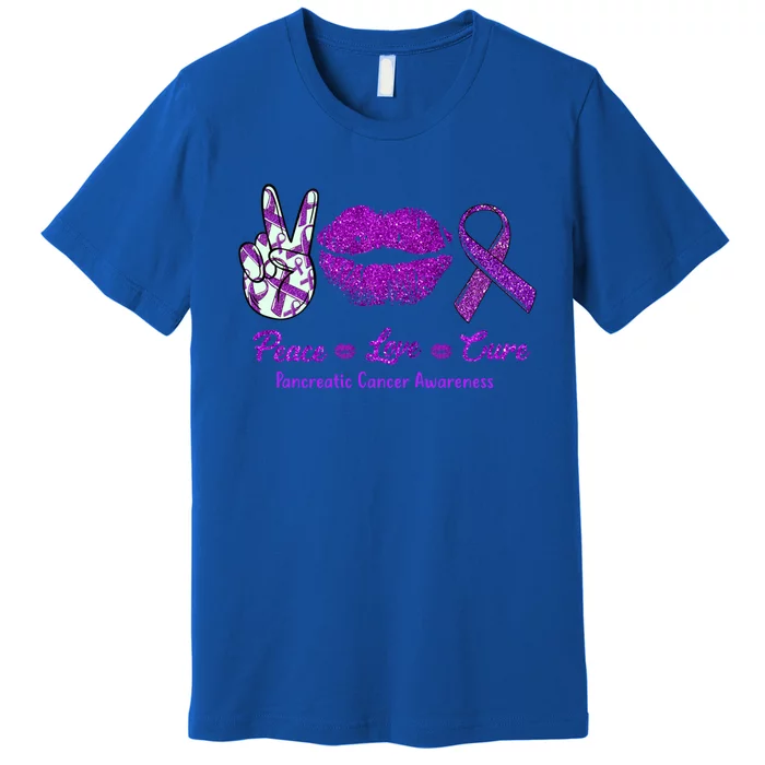 Peace Love Cure Pancreatic Cancer Awareness Cute Gift Premium T-Shirt