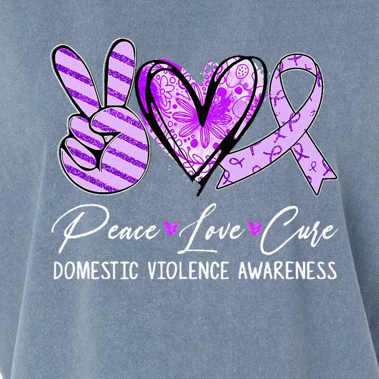 Peace Love Cure Purple Ribbon Domestic Violence Awareness Garment-Dyed Women's Muscle Tee