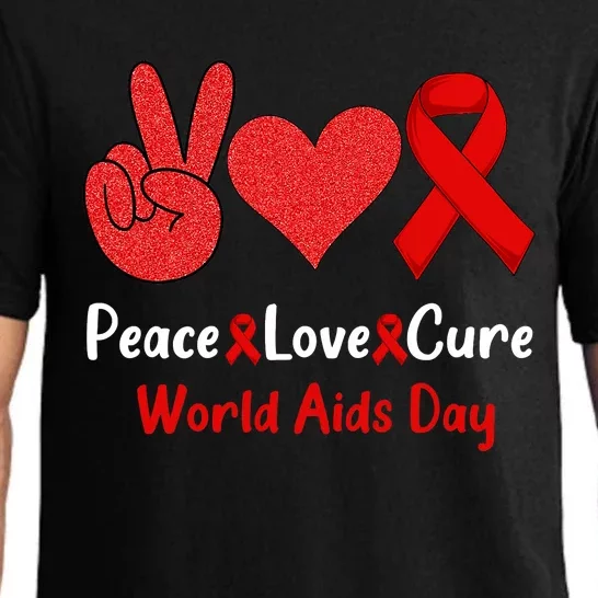 Peace Love Cure World Aids Day HIV AIDS Awareness Pajama Set