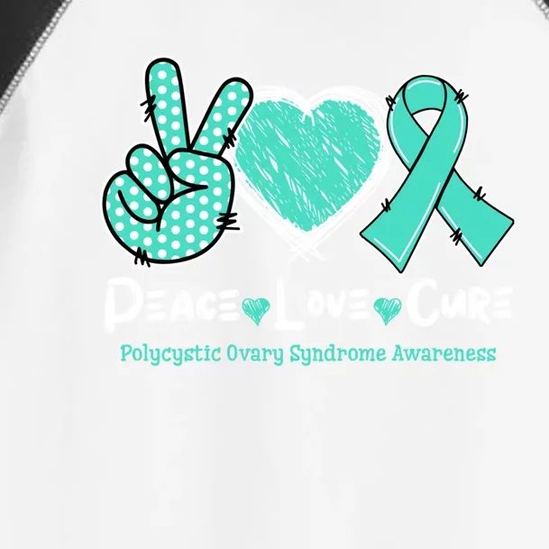 Peace Love Cure Pcos Awareness Teal Ribbon Gift Toddler Fine Jersey T-Shirt