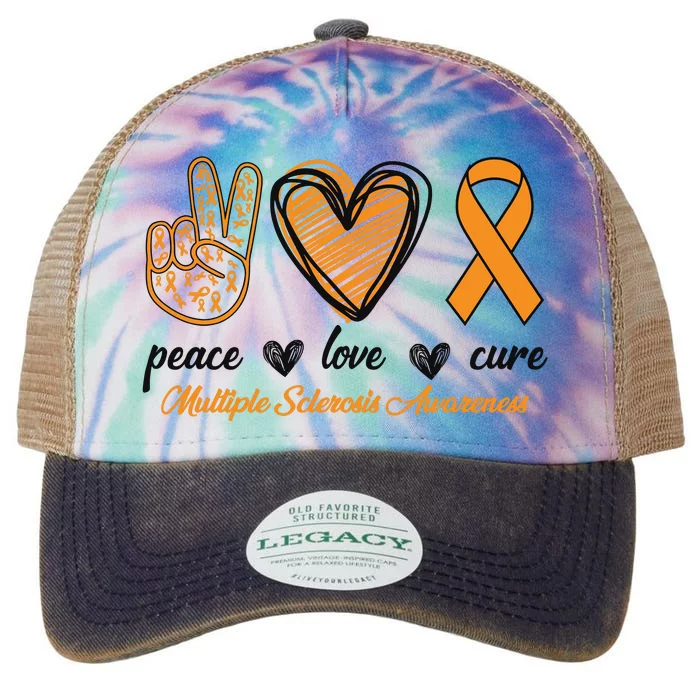 Peace Love Cure Multiple Sclerosis Legacy Tie Dye Trucker Hat