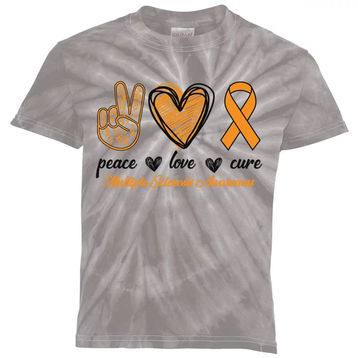 Peace Love Cure Multiple Sclerosis Kids Tie-Dye T-Shirt