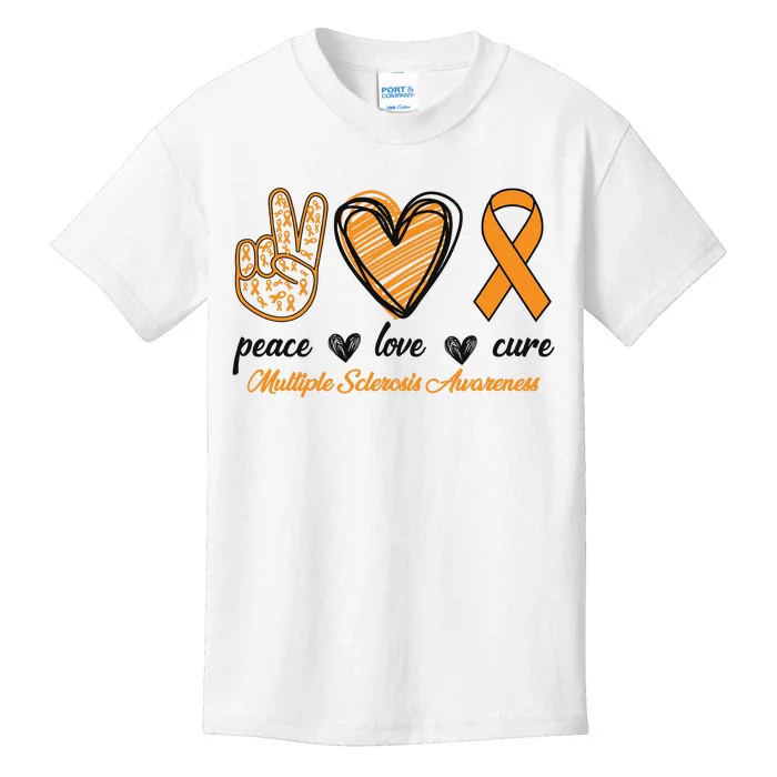 Peace Love Cure Multiple Sclerosis Kids T-Shirt