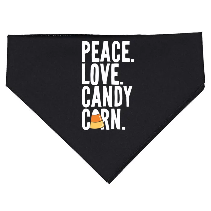 Peace Love Candy Corn Funny Halloween Cute Gift USA-Made Doggie Bandana