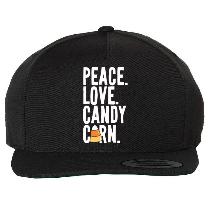 Peace Love Candy Corn Funny Halloween Cute Gift Wool Snapback Cap