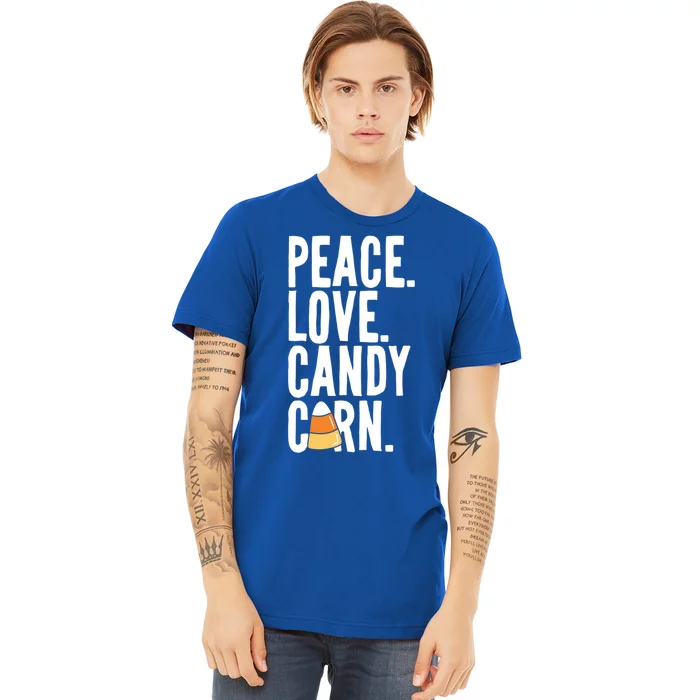 Peace Love Candy Corn Funny Halloween Cute Gift Premium T-Shirt