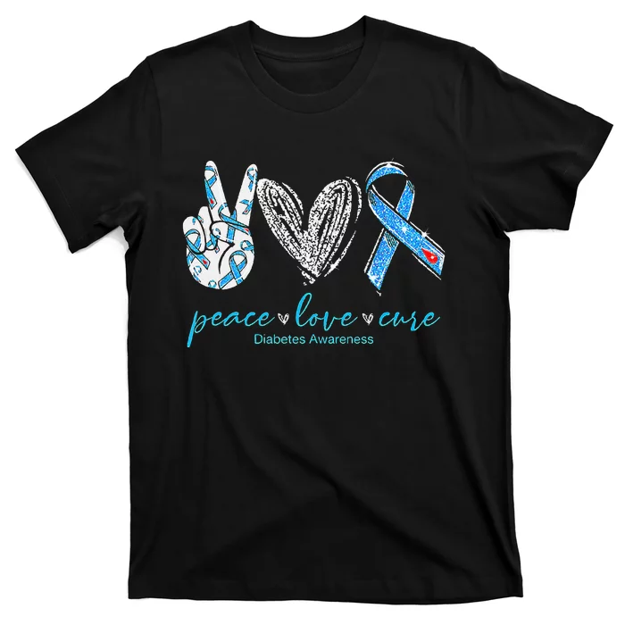 Peace Love Cure Diabetes Awareness T-Shirt