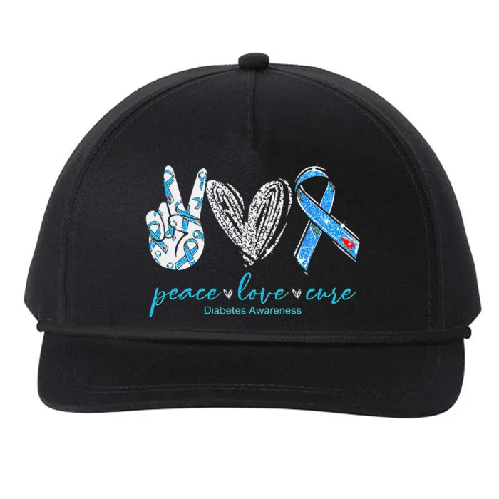 Peace Love Cure Diabetes Awareness Snapback Five-Panel Rope Hat