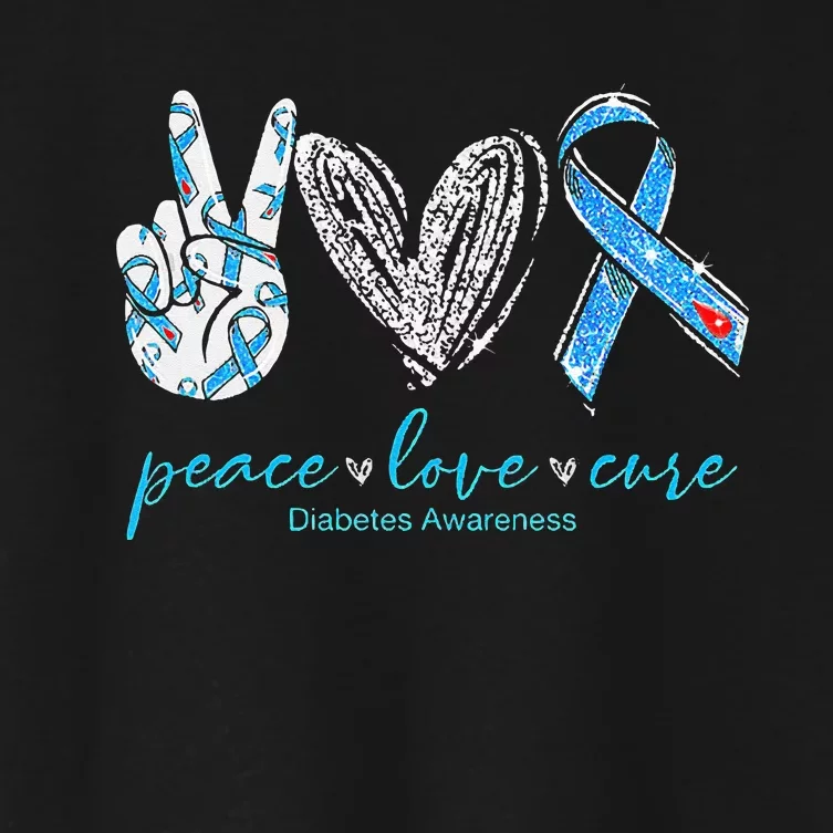 Peace Love Cure Diabetes Awareness Women's Crop Top Tee