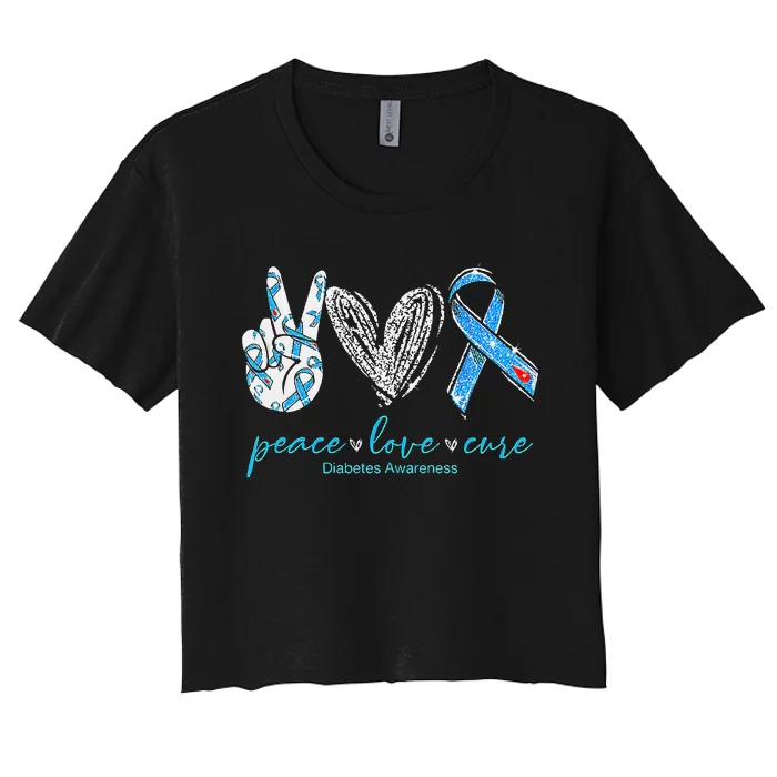 Peace Love Cure Diabetes Awareness Women's Crop Top Tee