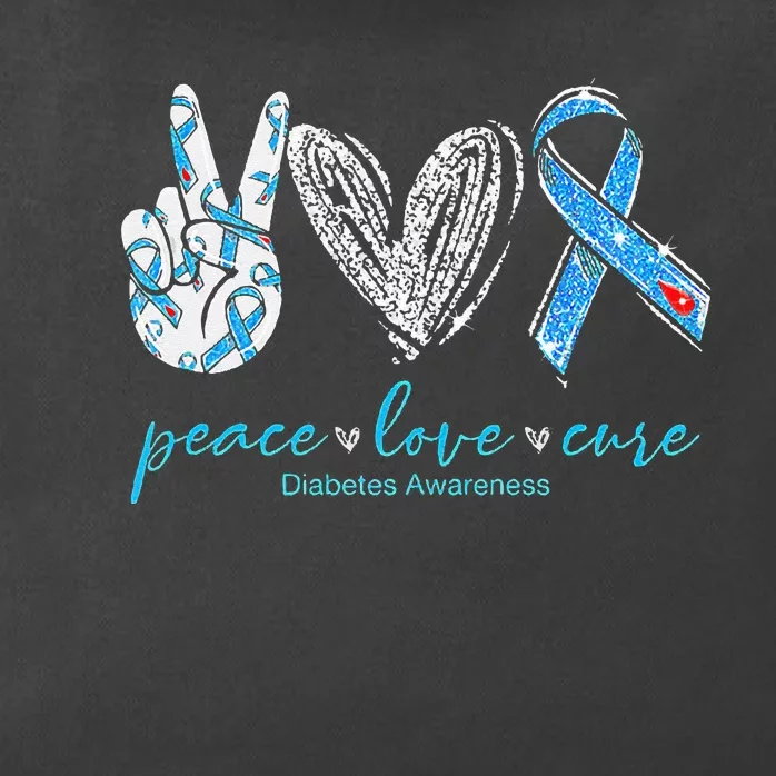 Peace Love Cure Diabetes Awareness Zip Tote Bag