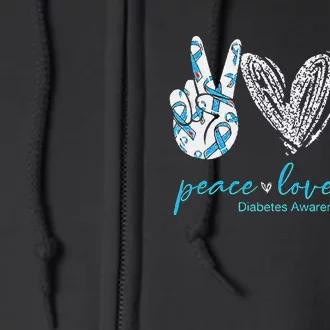 Peace Love Cure Diabetes Awareness Full Zip Hoodie