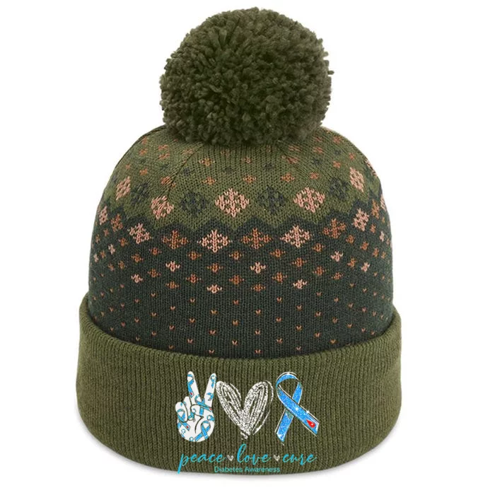 Peace Love Cure Diabetes Awareness The Baniff Cuffed Pom Beanie