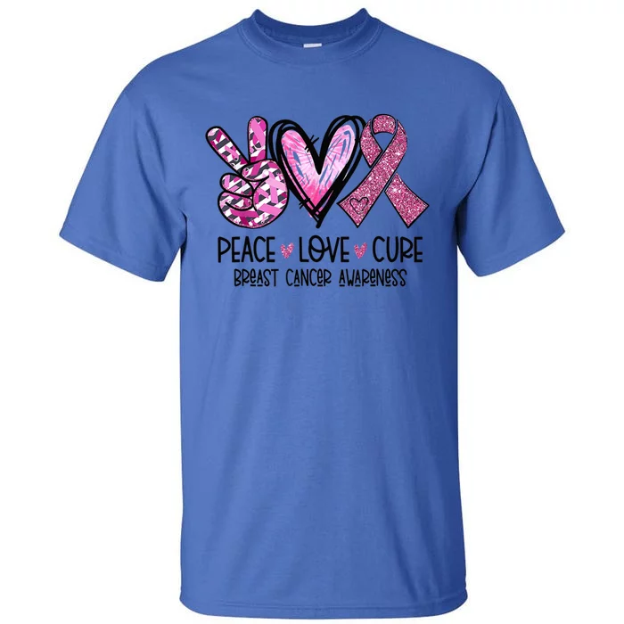 Peace Love Cure Pink Ribbon Cancer Breast Awareness Outfit Gift Tall T-Shirt