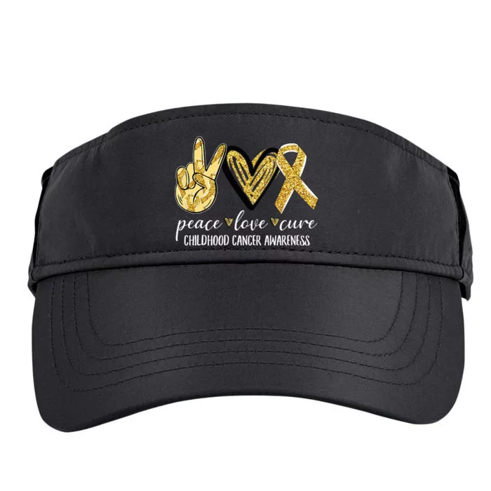 Peace Love Cure Childhood Cancer Awareness Gold Ribbon Adult Drive Performance Visor