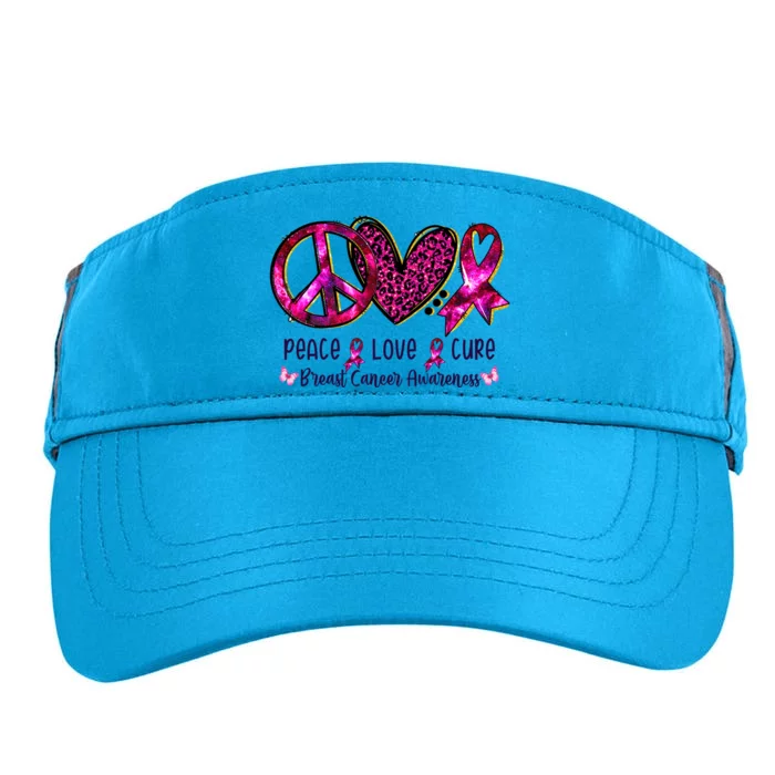 Peace Love Cure Pink Ribbon Leopard Breast Cancer Funny Gift Adult Drive Performance Visor