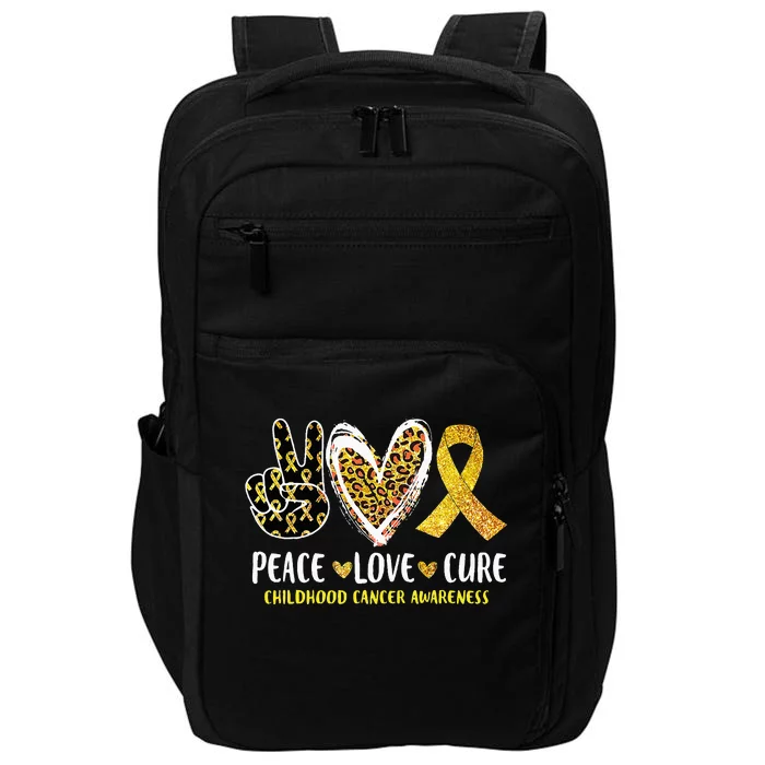 Peace Love Cure Childhood Cancer Awareness Leopart Heart Impact Tech Backpack